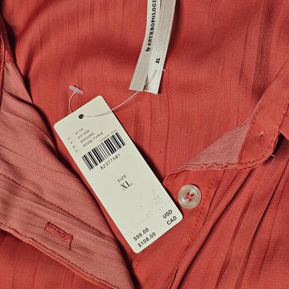 Anthropologie Relaxed Top Button Up Shirt Women Size XL Shiny Rose - Picture 8 of 16